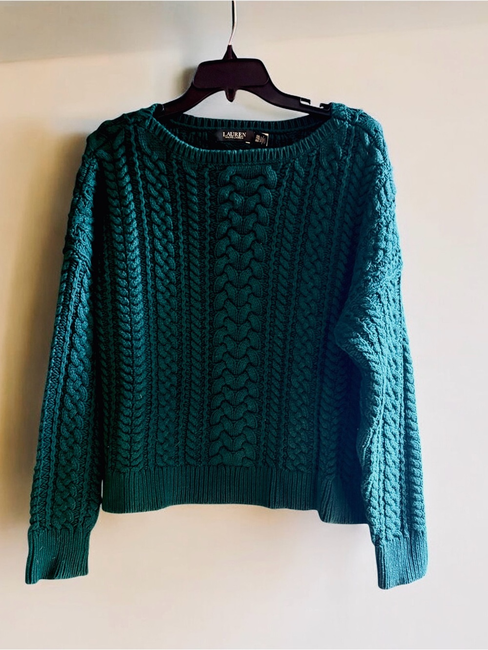 Ralph Lauren Dark Green Cable Knit Crewneck Sweater